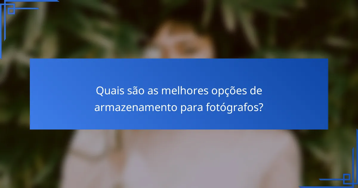 Quais são as melhores opções de armazenamento para fotógrafos?