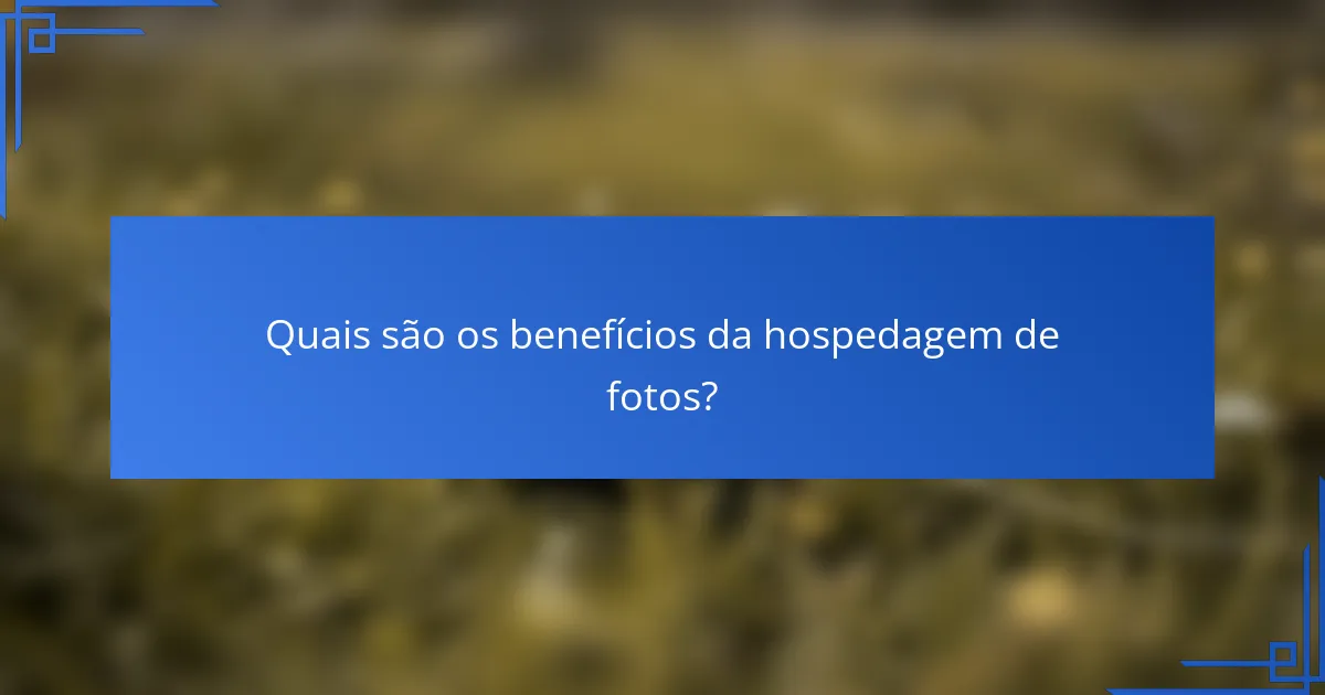 Quais são os benefícios da hospedagem de fotos?